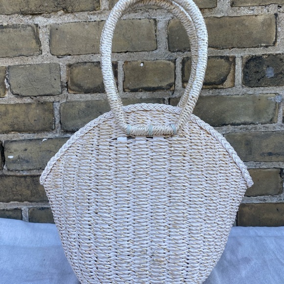 White Paper Woven Peach Sparkle Raffia Flowers Bags by Dormar, Made in Japan - Picture 10 of 10